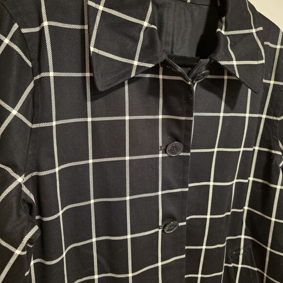 Trench Jacket Coat Women XL Reversible Black Plaid Solid Hunting Country Capsule - Picture 2 of 9